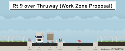 Cross section diagram of our proposal for Route 9 over the Thruway.